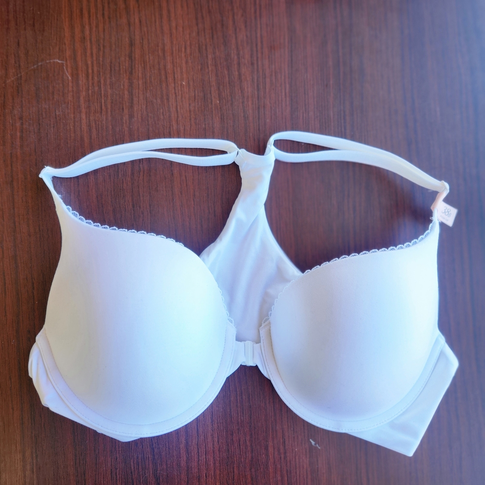 VICTORIA'S SECRET PUSH UP BRA 38B WOMEN RACERBACK WHITE TSHIRT BRA